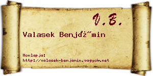 Valasek Benjámin névjegykártya