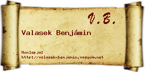 Valasek Benjámin névjegykártya